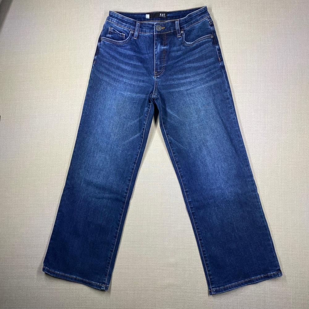Kut from the Kloth Charlotte Fab Ab Culotte High Rise Wide Leg Jeans Blue Size 4
